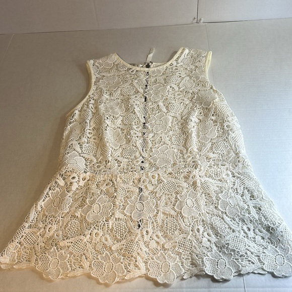 CABI NEEDLE OFF WHITE LACE SLEEVELESS ZIP BACK SHELL CABI SZ M - Picture 8 of 16